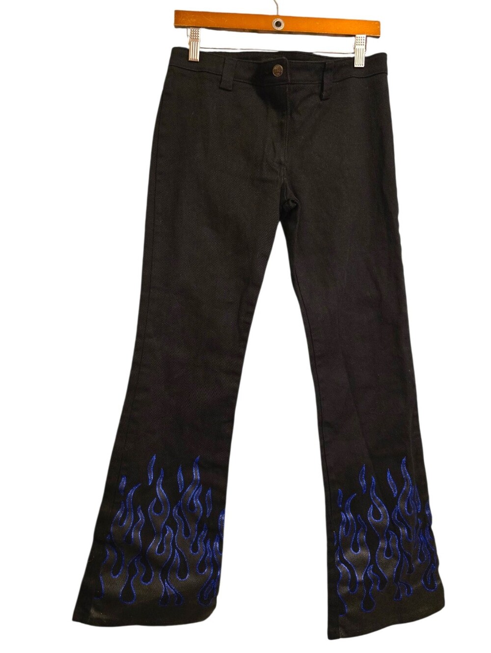 Vintage | Black Denim 90s Y2K Blue Flame Jeans